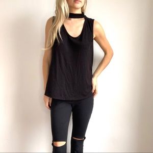 Black Choker Collar Neck Tank Top Medium